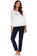 Piżamy damskie - Nocna piżama Vivisence 2029 ecru/granat - miniaturka - grafika 1