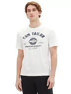 Koszulki męskie - T-shirt męski TOM TAILOR z nadrukiem logo wykonany z bawełny, 20000-Biały, XXL - miniaturka - grafika 1