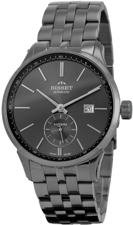 Zegarek Bisset Szwajcarski zegarek męski AUTOMAT BSMF59 szafirowe szkło - grafitowy