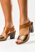 Espadryle damskie - Brązowe sandały skórzane damskie na słupku PRODUKT POLSKI Casu 50009-37 - miniaturka - grafika 1