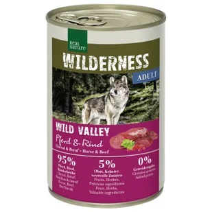 REAL NATURE WILDERNESS Adult Wild Valley — Konina i wołowina 12x400 g - Mokra karma dla psów REAL NATURE WILDERNESS Adult Wild Valley — Konina i wołowina 12x400 g - Mokra karma dla psów - miniaturka - grafika 1