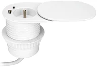 Gniazdka elektryczne - Gniazdo meblowe ?6cm, wpuszczane w blat z przesuwną pokrywką, ładowarką USB i przewodem 1,9m, 1x2P+Z French, 2xUSB typ A+C; P - miniaturka - grafika 1