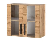 Szafki kuchenne - Szafka kuchenna wisząca witryna ze szkłem modułowa 80cm blande dąb wotan - miniaturka - grafika 1