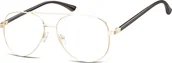 Okulary korekcyjne, oprawki, szkła - Okulary oprawki Pilotki zerówki metalowe korekcyjne 931D złote + czarne - miniaturka - grafika 1