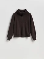 Bluzy damskie - Reserved - Bluza z wysokim golfem - ciemnobrązowy - miniaturka - grafika 1