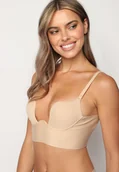 Biustonosze - Beżowy Biustonosz Push Up na Regulowanych Ramiączkach Mivitha - miniaturka - grafika 1