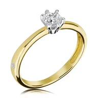 Pierścionki - Pierścionek zaręczynowy dwukolorowy z sercami i brylantami 0.27 ct - WB-22-40 - miniaturka - grafika 1