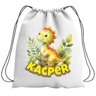 Plecaki szkolne i tornistry - Plecak Worek Dinozaur Żółty Na Buty WF Obuwie Z Napisem - miniaturka - grafika 1