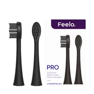 Końcówki do szczoteczek elektrycznych - Feelo PRO Black Standard Końcówki do szczoteczki sonicznej Feelo PRO czarne 2 sztuki - miniaturka - grafika 1