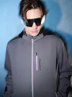 Bluzy męskie - 4F Bluza dresowa regular z kapturem męska - szara XL - miniaturka - grafika 1