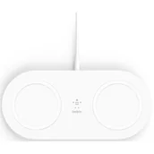 Ładowarki do telefonów - Belkin Bezprzewodowa ładowarka z dwoma padami do ładowania (bezprzewodowa podwójna ładowarka, 15 W) 2 urządzenia, takie jak iPhone, AirPods, Galaxy i Pixel jednocześnie i szybko ładuje biała WIZ008vfWH - miniaturka - grafika 1