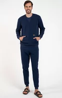Bluzy męskie - Bawełniany komplet dresowy męski granatowy Fox, Kolor granatowy, Rozmiar S, Italian Fashion - Primodo.com - miniaturka - grafika 1