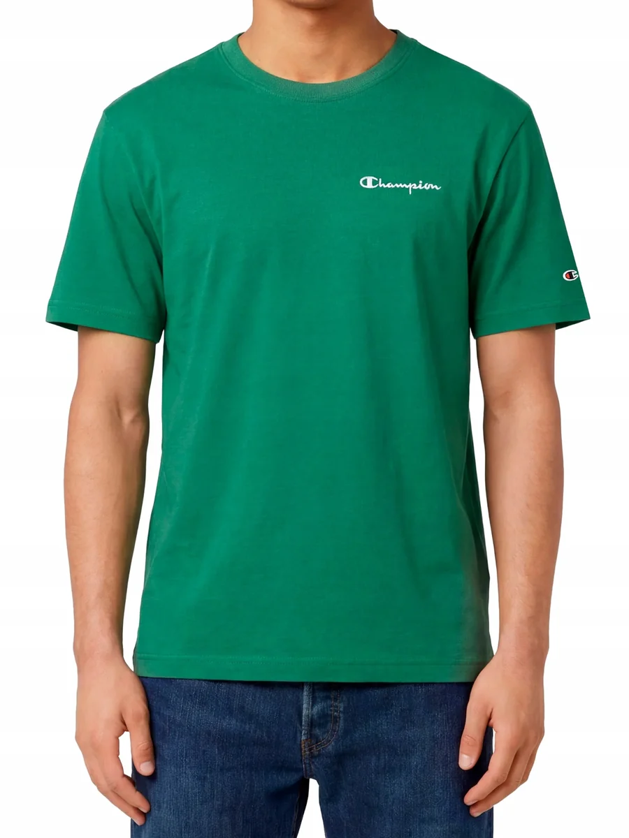 KOSZULKA męska CHAMPION 221798-GS108 bawełniana sportowa zielona t-shirt M