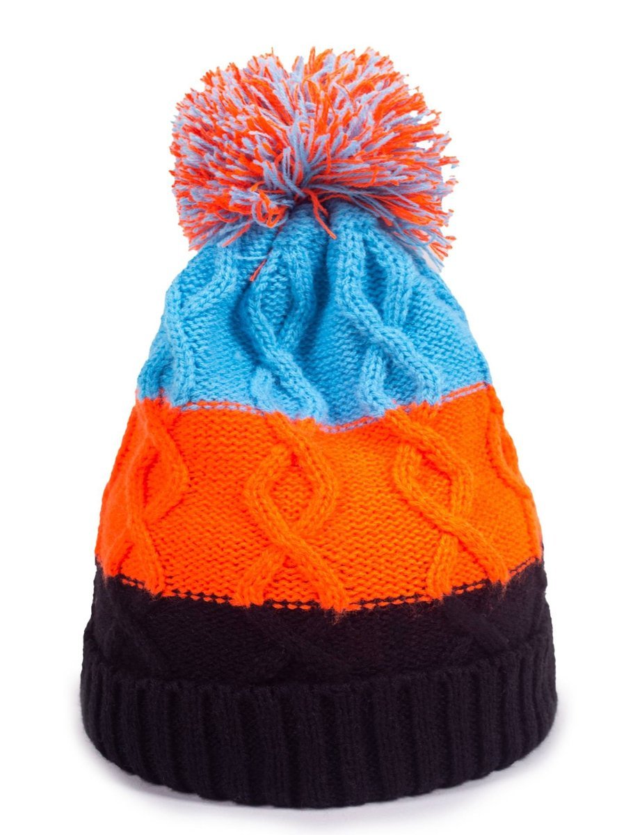 Czapka zimowa chłopięca z pomponem w pasy 50-52 YOCLUB