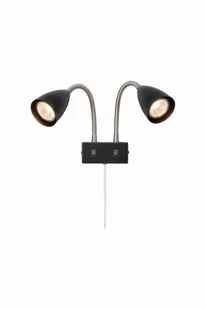 CIRO Kinkiet 2L Czarna/Stal - Lampy ścienne - miniaturka - grafika 1