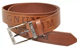 Pasek Skórzany ARUCCE (PL) Tłoczony Napis "MAGNUM" Skóra Licowa EXTRA 40 mm JASNY BRĄZOWY - Paski - miniaturka - grafika 4