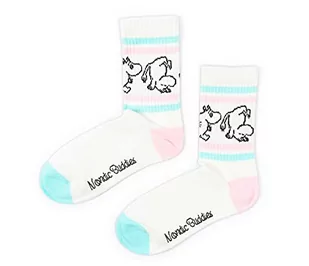 Moomintroll Retro damskie skarpety Muminki, białe, EU 36-42, Biały, różowy, turkusowy - Skarpetki damskie - miniaturka - grafika 1