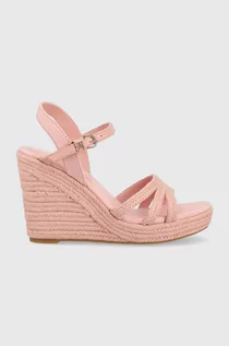 Sandały damskie - Tommy Hilfiger sandały ESSENTIAL WEDGE SANDAL damskie kolor różowy na koturnie FW0FW07159 - grafika 1