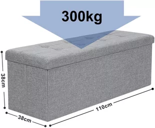 Pufa do przechowywania 110 cm pikowana szara - Pufy i podnóżki - miniaturka - grafika 2