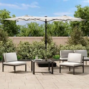 Podwójny parasol ogrodowy z LED, piaskowy, 316x240 cm - Parasole ogrodowe - miniaturka - grafika 1