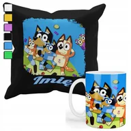 Gadżety dla niej i dla niego - Zestaw Kubek + Poduszka Z Poszewką- Prezent Dla Fana Niebieski Piesek + Imi - miniaturka - grafika 1