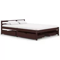 Łóżka - vidaXL Rama łóżka z 4 szufladami, ciemny brąz, sosna, 140 x 200 cm - miniaturka - grafika 1