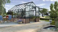Szklarnie ogrodowe - VITAVIA szklarnia ogrodowa Cassandra 9900, czarna - (9,9 m2; 2,57 x 3,85 m) + szkło hartowane - miniaturka - grafika 1
