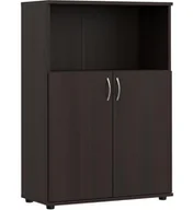 Regały biurowe - Elior Klasyczny niski regał biurowy z drzwiczkami wenge B2-S05 - miniaturka - grafika 1