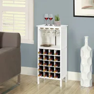 Butelki termiczne - COSTWAY szafka na wino na 20 butelek, drewniany stojak na wino, stojak na butelki z wieszakiem na kieliszki, stojak na wino, stojak na kieliszki do kuchni, baru, stojak na butelki 42 x 24,5 x 96 cm (biały) - miniaturka - grafika 1