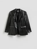 Marynarki i żakiety damskie - Reserved - Marynarka z imitacji skóry - czarny - miniaturka - grafika 1