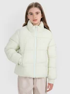 Kurtki i płaszcze dla dziewczynek - 4F Kurtka puchowa z wypełnieniem syntetycznym dziewczęca - miętowa 122 (6-7 lat) - miniaturka - grafika 1