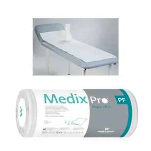 Podkład higieniczny na rolce 50cm x 160cm biały podfoliowany 54g MedixPro 12szt - Kosmetyczne akcesoria jednorazowe - miniaturka - grafika 1