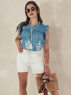 Spodenki damskie - Spodenki damskie BEACH VIBE beżowe Dstreet SY0400-M - miniaturka - grafika 1