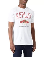 Koszulki męskie - Replay T-shirt męski, 001 White, 3XL - miniaturka - grafika 1