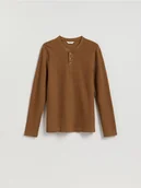 Koszulki męskie - Reserved - Longsleeve regular - karminowy - miniaturka - grafika 1