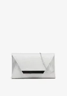 Torebki damskie - Srebrna Torebka Kopertówka z Metaliczną Aplikacją i Łańcuszkiem Milariela - miniaturka - grafika 1