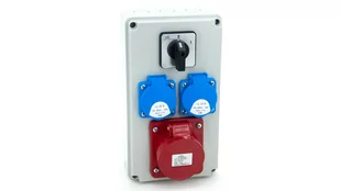 Rozdzielnica budowlana 16A/5P + 2*GS 230V + wyłącznik 0-1, obudowa naścienna, ELS Elektrotechnika, N210-01 - Rozdzielnie elektryczne - miniaturka - grafika 2