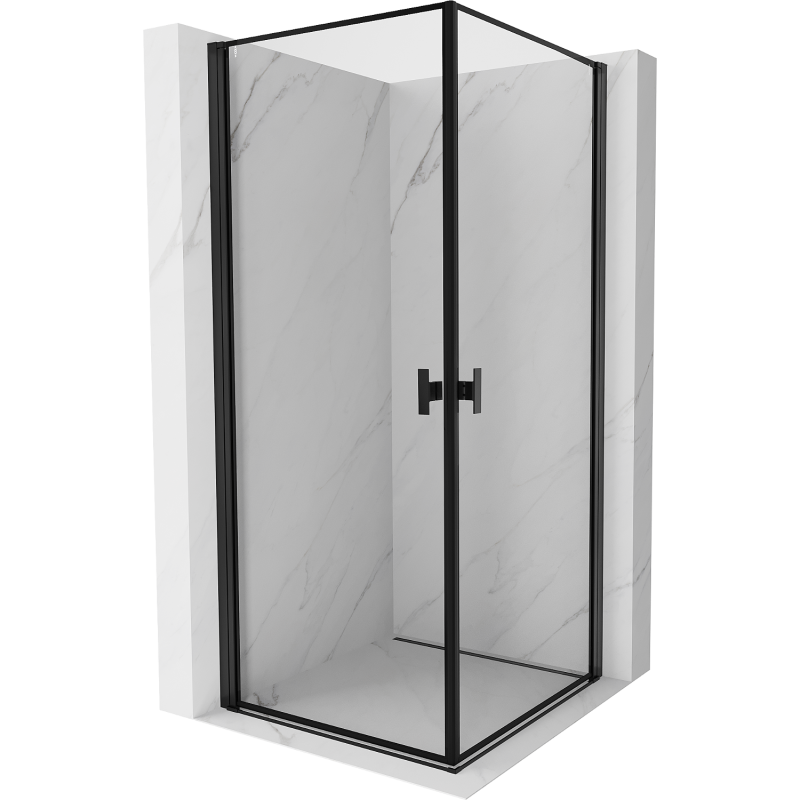 Mexen Mist-B Duo kabina prysznicowa uchylna 80 x 80 cm, czarna ramka, czarna - 8A2-080L-080P-70-70