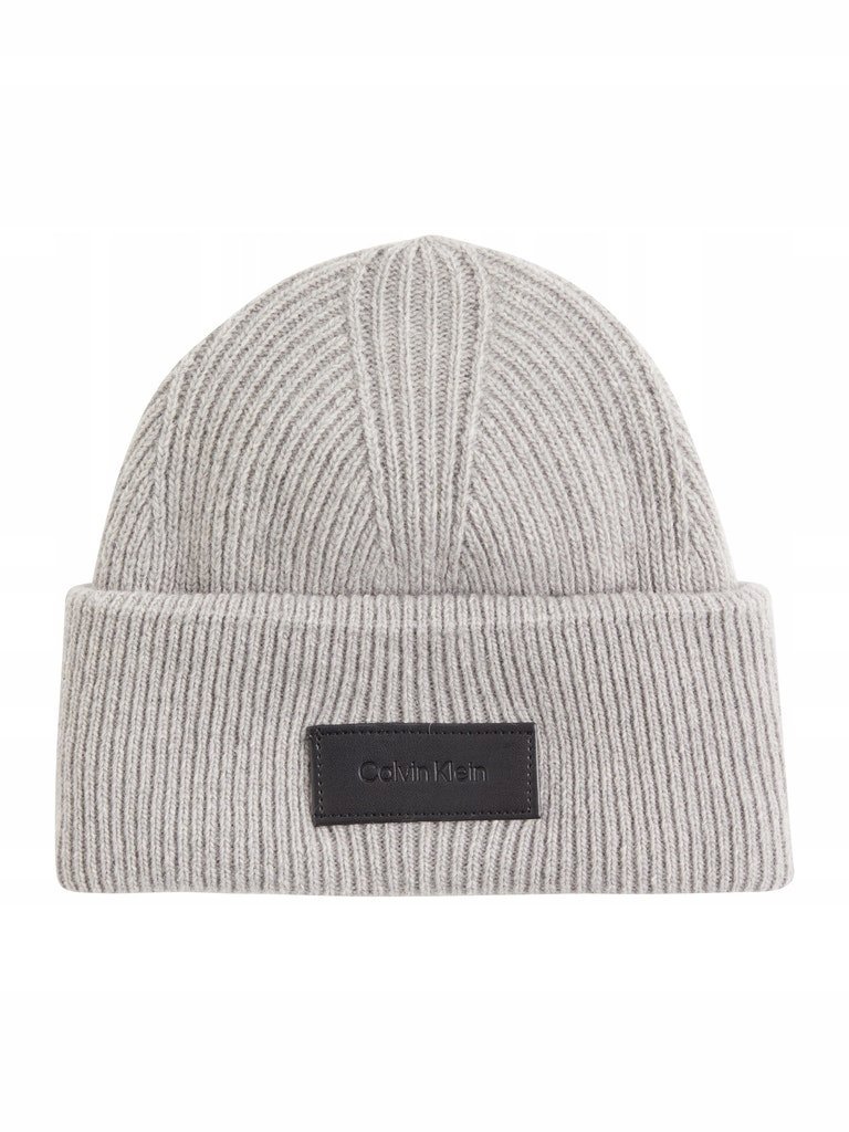 Calvin klein czapka zimowa badge docker grey