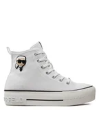 Trampki damskie - KARL LAGERFELD Trampki KL60444 Biały - miniaturka - grafika 1