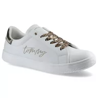 Sneakersy damskie - Tommy Hilfiger, Sneakersy, Low Cut Lace-Up T3A4-31161-1242X048 White/Platinum X048, rozmiar 36 - miniaturka - grafika 1