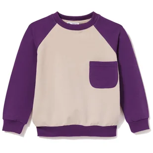 Bluza dresowa z kieszonką dla mamy beżowo-fioletowa L - Bluzy damskie - miniaturka - grafika 1