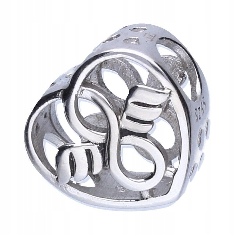 Elegancka zawieszka BEAD ze srebra 925 ażurowe serduszko do bransoletki