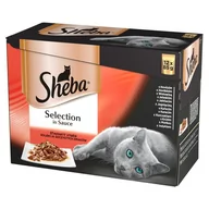 Mokra karma dla kotów - Sheba saszetka 12x85g Selection in Sauce Soczyste Smaki mokra karma dla kotów w sosie z wołowiną z jagnięciną z kurczakiem z indykiem) 25440-uniw - miniaturka - grafika 1