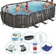 Baseny ogrodowe - Basen Super Deal - Bestway Power Steel Oval 610x366x122 cm - miniaturka - grafika 1