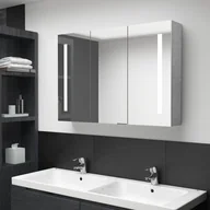 Szafki łazienkowe - Szafka łazienkowa z lustrem i LED, 89x14x62 cm, szarość betonu - miniaturka - grafika 1