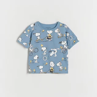 Koszulki dla chłopców - Reserved - T-shirt oversize Snoopy - Niebieski - grafika 1