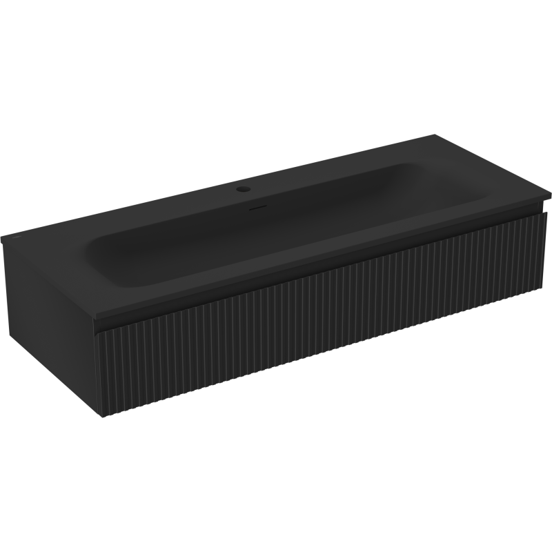 Mexen Rivel szafka łazienkowa 120 cm z umywalką Vela, 1 szuflada, ryflowana , czarna mat - 91A20-12023-1-BF71-W23M71
