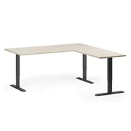 Biurka - Stół z regulacją wysokości, 3 silniki, 745 - 1215 mm, narożnik L/P, blat 1800 x 1800 mm, podstawa czarna, brzoza - miniaturka - grafika 1