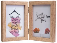 Ramki na zdjęcia - ﻿Ramka podwójna, rozkładana na zdjęcia 13x18 jasny brąz Prezentowa - miniaturka - grafika 1